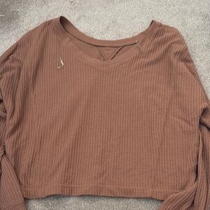 Aeropostale Pink Crop Ribbed Hoodie